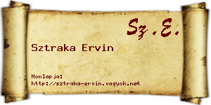 Sztraka Ervin névjegykártya